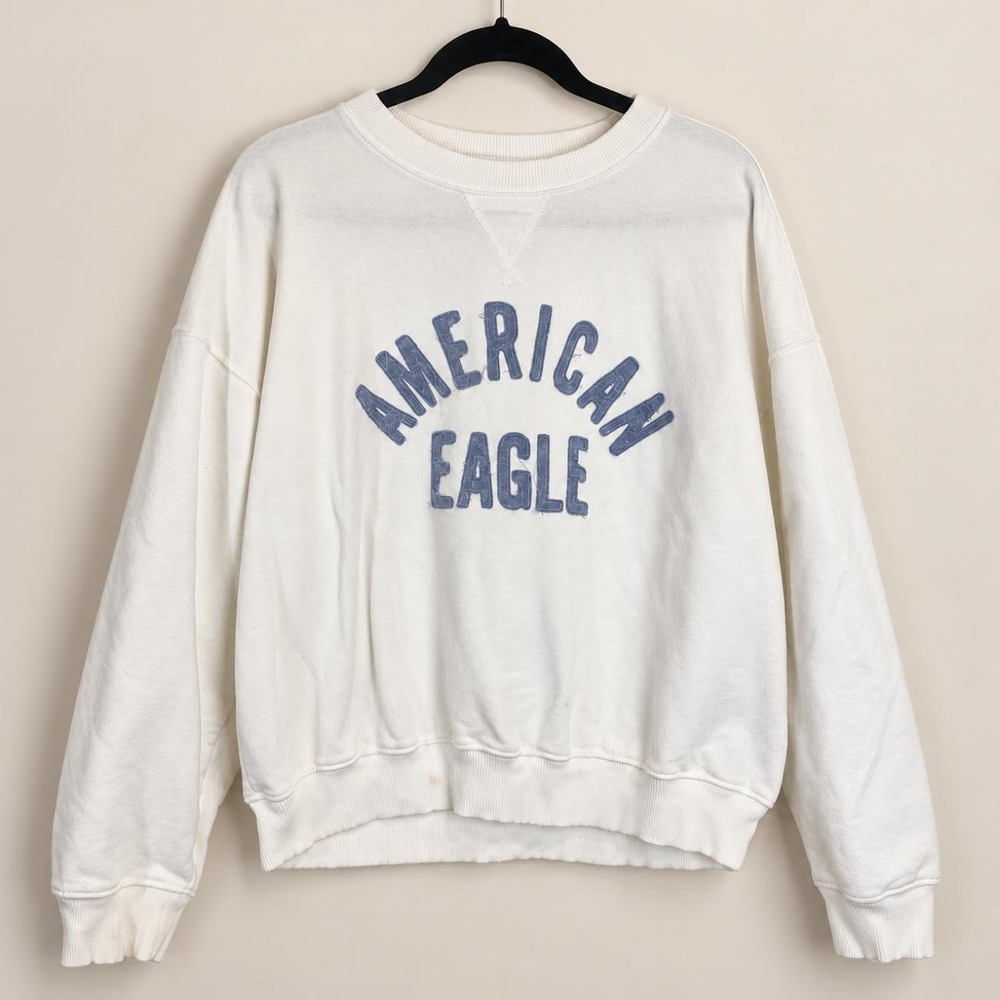 American Eagle Cream Logo Crewneck Sweatshirt | Size M